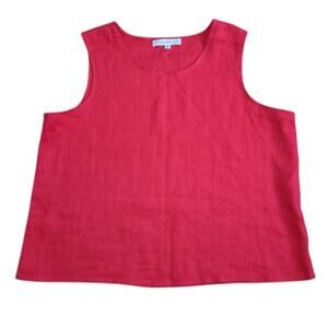 Christopher Calvin Linen Relaxed Fit Tank Top Women XL Red Coastal Nautical USA